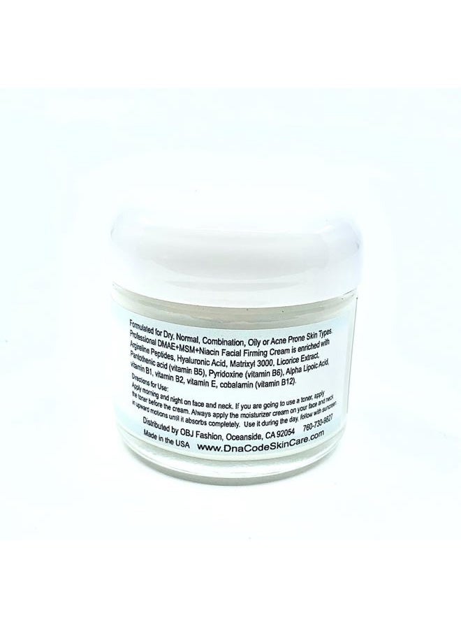 DNA CODE Skin Care OIL FREE-DMAE+MSM+NIACIN Firming Cream, 100% Pure Hyaluronic Acid, Argireline, Matrixyl 3000 - Image 3